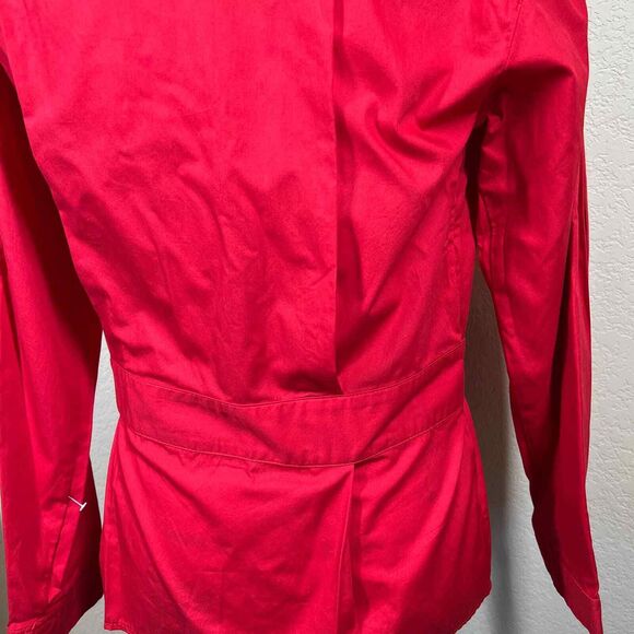 Zara basic red blouse Asymmetrical mock neck long sleeve size S cyber core - Picture 7 of 14